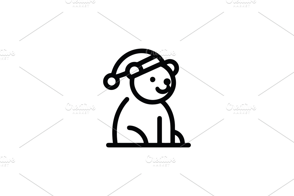 Bear Santa Hat Line Logo, a Branding & Logo Template by Vectorium Studio (Photo 1 of 2)