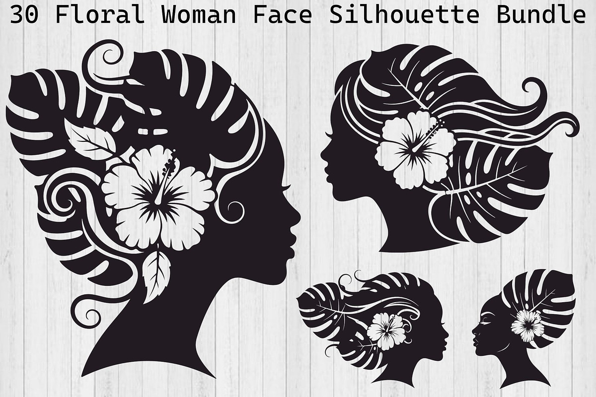 Floral Woman Face Silhouette Bundle, an Illustration by jahid234 (Photo 1 of 31)
