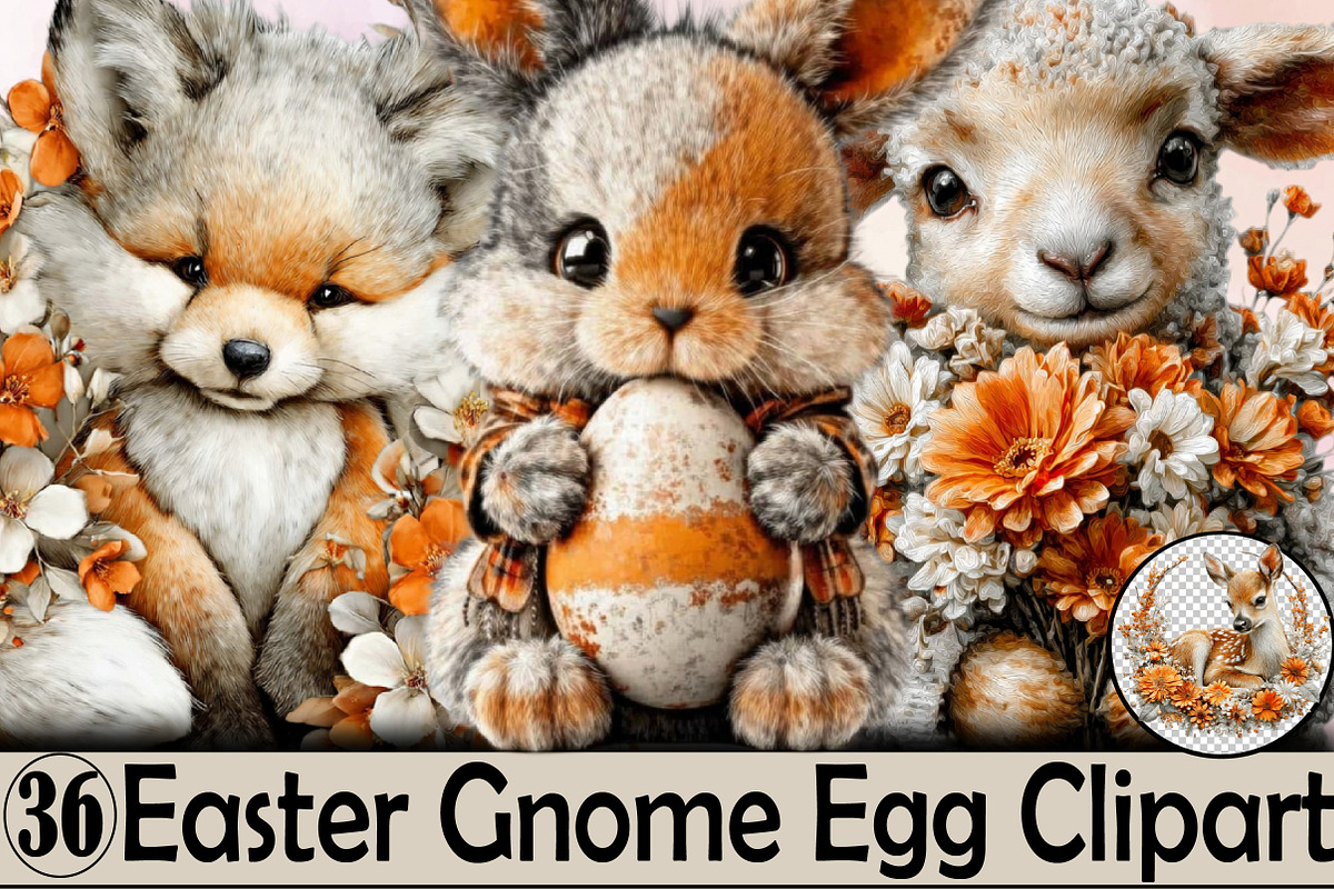 Watercolor Easter Animals Clipart Bu, an Illustration by SVGArt (Photo 1 of 7)