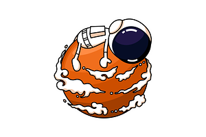 Cute Astronaut Hugging A Planet