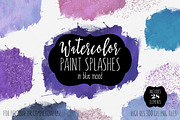 Blue Mood Watercolor Paint Splashes, a Texture Graphic by ClipartBrat Graphics (Thumbnail 1 of 2)