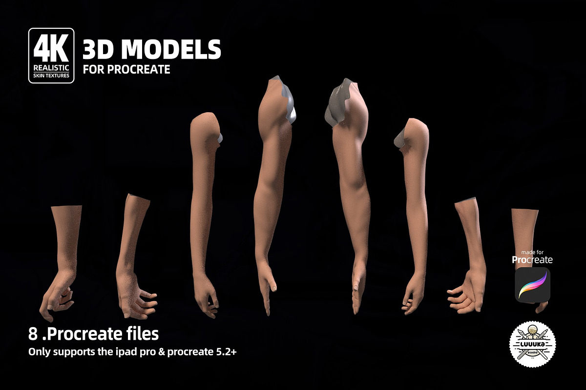 Procreate 3d Models (4K) Arm male, a Brush Add-On by Luuuka studio (Photo 4 of 5)