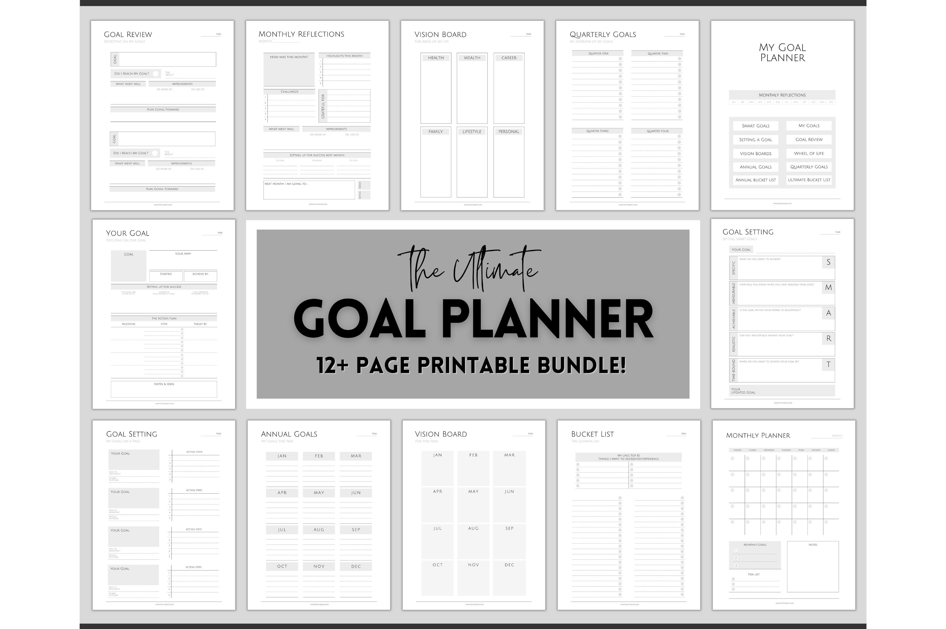 Printable Goal Tracker Bundle, a Templates & Theme by Templatables