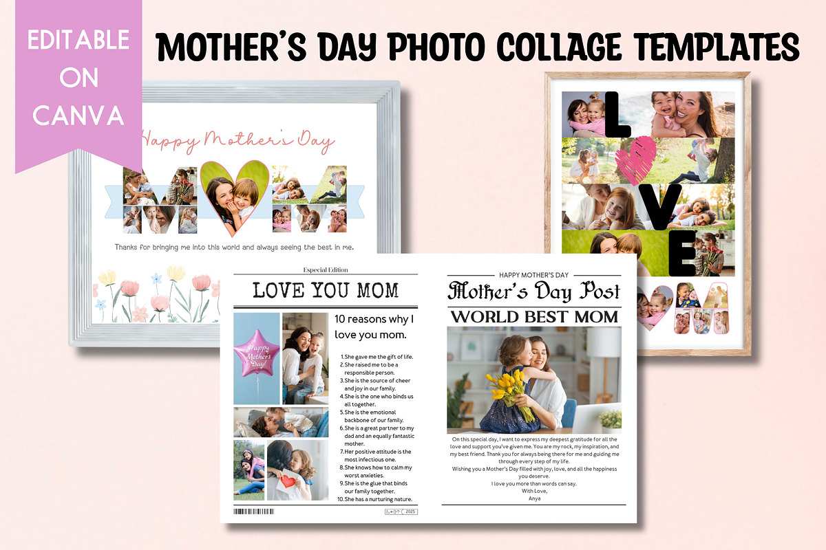 Mother’s Day Photo Collage Templates, a Templates & Theme by Adalin Shop (Photo 1 of 8)