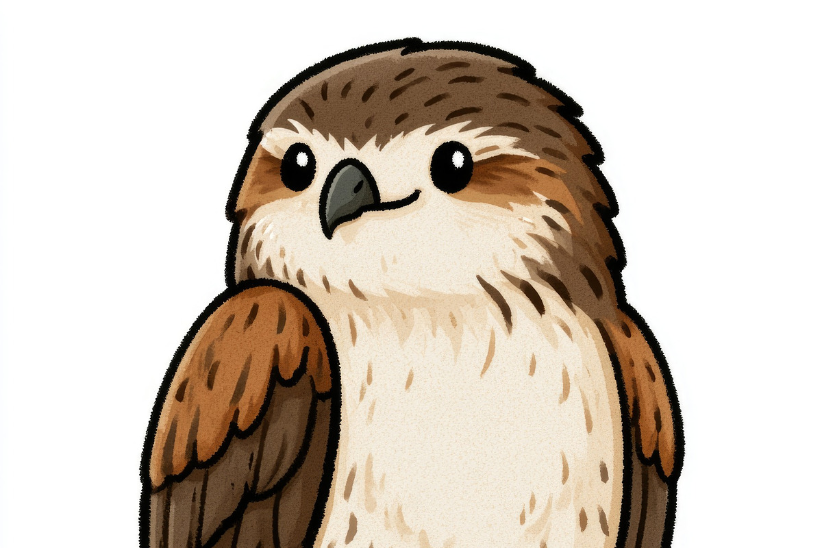 Cute booted eagle doodle illustration for children, an Animal Illustration by José Manuel Gelpi