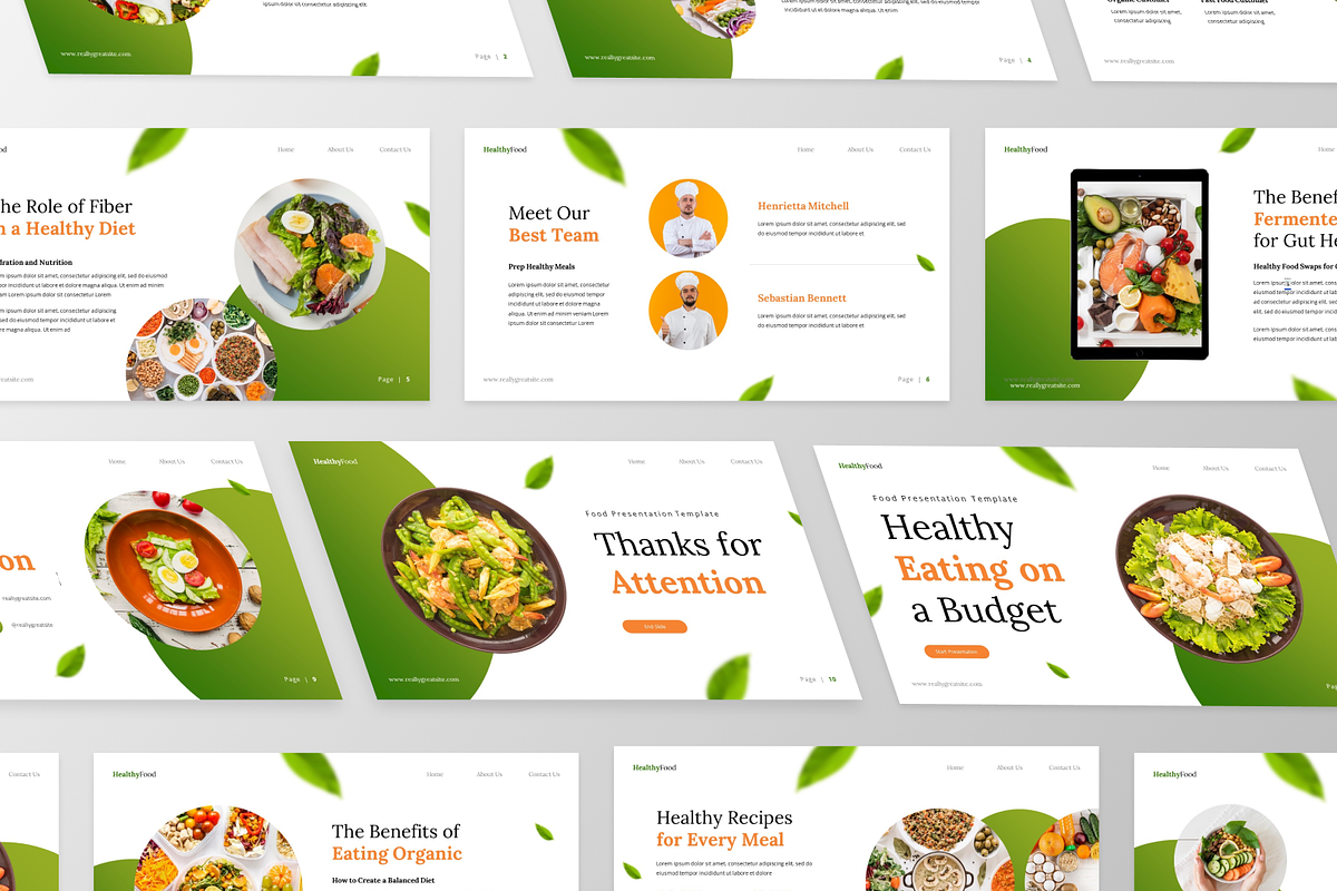 Healthy Food PowerPoint Template, a Presentation Template by GraphauseProject (Photo 5 of 6)