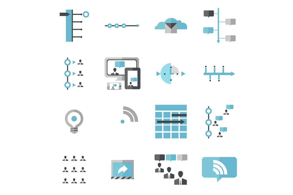 Modern Social Media Timeline Icons, an Outline Icon by SJagiello