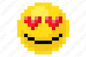 Pixel Art Emoji Emoticon Heart Eyes, an Emoji Icon by Christos Georghiou