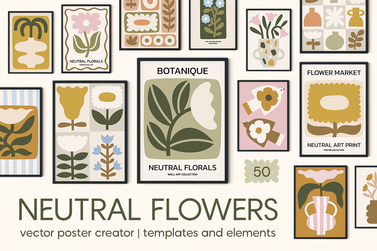 Neutral Flowers Vector Print Creator, an Object Graphic by ArtFM (Photo 1 of 14)