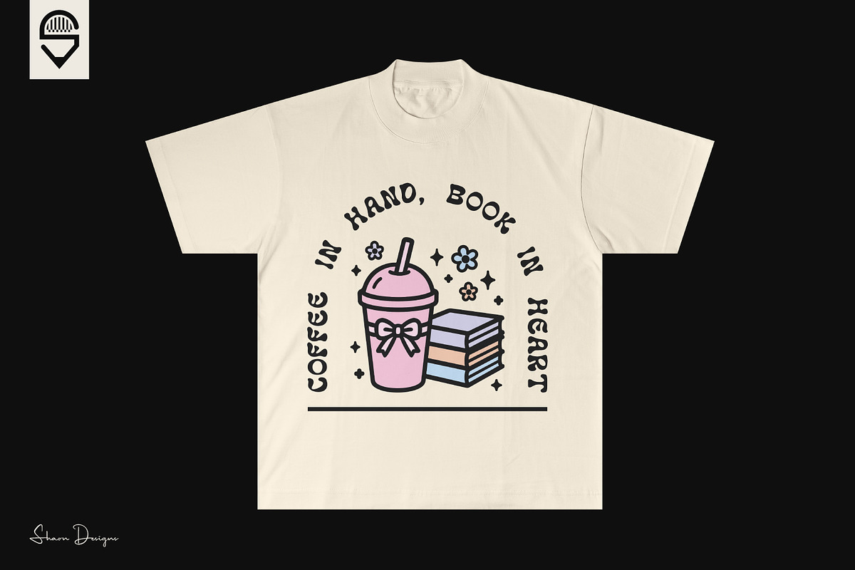 Cute Pastel books & Coffee Lover, a Graphic by shaondesigns (Photo 4 of 4)