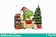 Cozy Christmas Bookshelf Png, an Illustration by Watercolor design (Thumbnail 1 of 3)