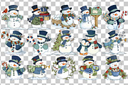 Whimsical Snowman Clipart, a Seasonal Illustration by Nicolle's Colorful Art (Thumbnail 3 of 5)