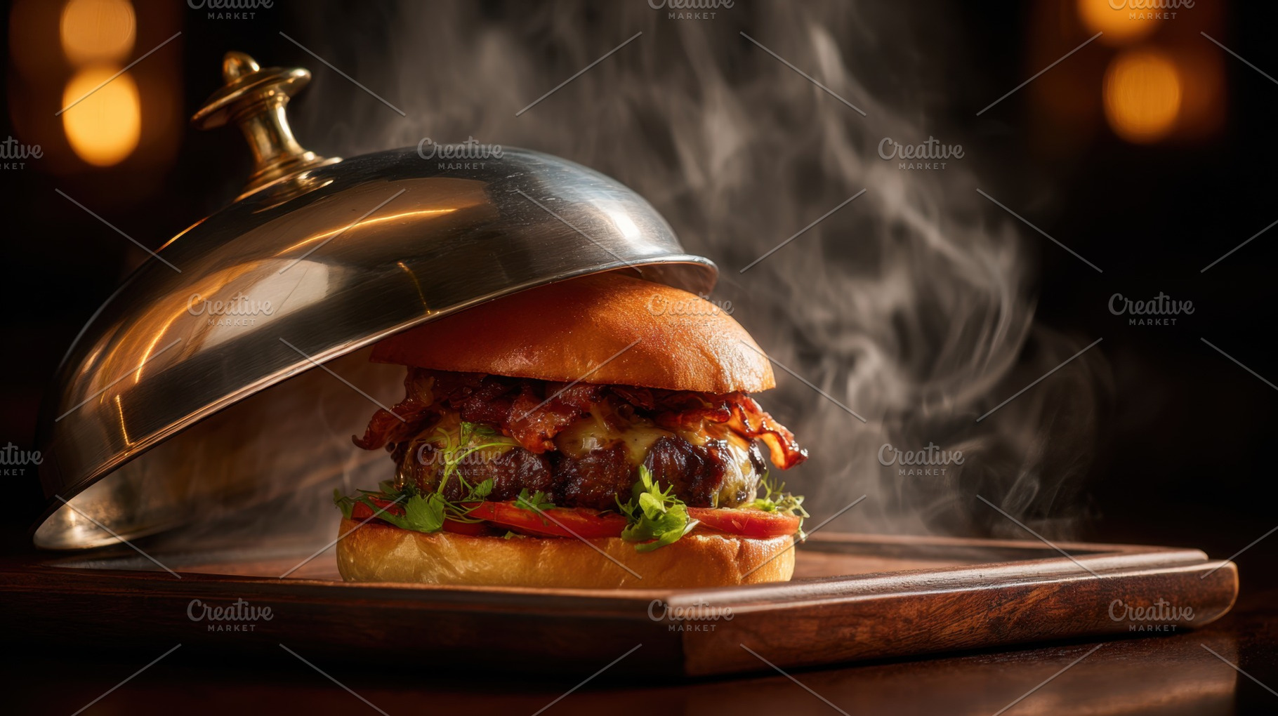 Delicious burger served with steam, a Photo by Beautiful things