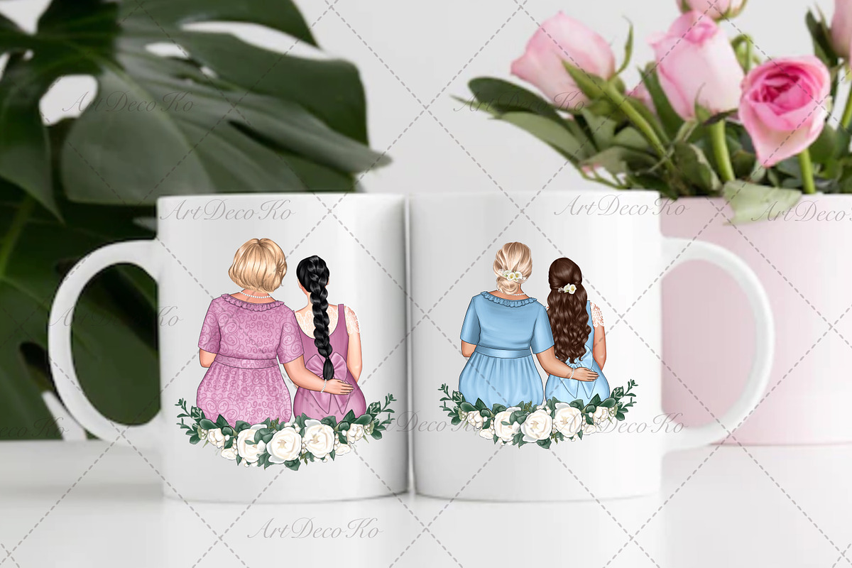 Elderly mother and daughter clipart,, a Person Illustration by DekoArt (Photo 5 of 6)
