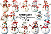 Funny Christmas Snowman Clipart, an Illustration by CraftArtStudio (Thumbnail 1 of 6)