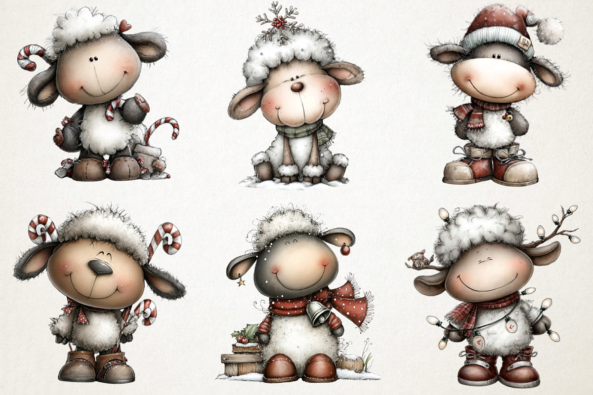 Christmas Sheep Clipart, an Illustration by RobertsArt (Photo 2 of 7)