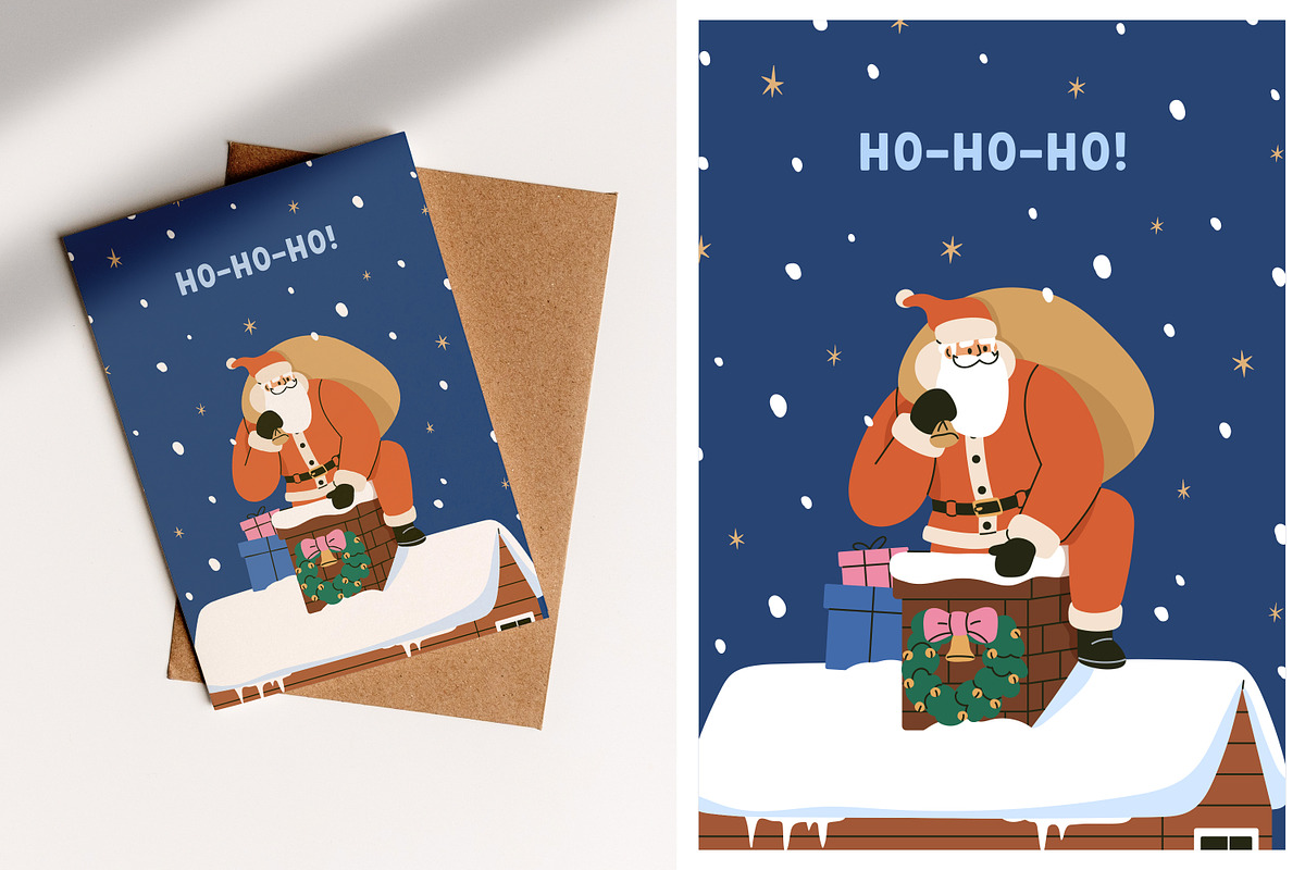 Merry Christmas cards with Santa set, a Decorative Illustration by Good Studio (Photo 2 of 4)