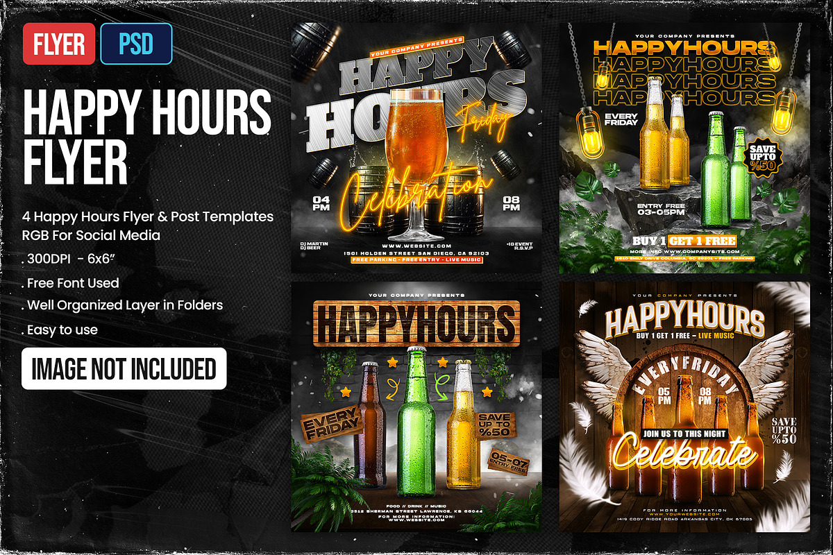 Happy Hours Post & Flyer Templates, a Templates & Theme by OnurDemircan (Photo 4 of 5)