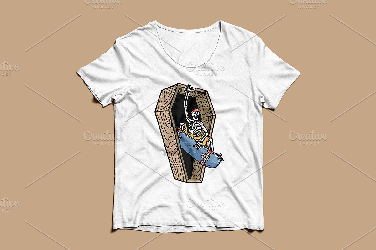 skull riding skateboard illustration, a Person Illustration by gunaonedesign (Photo 3 of 5)