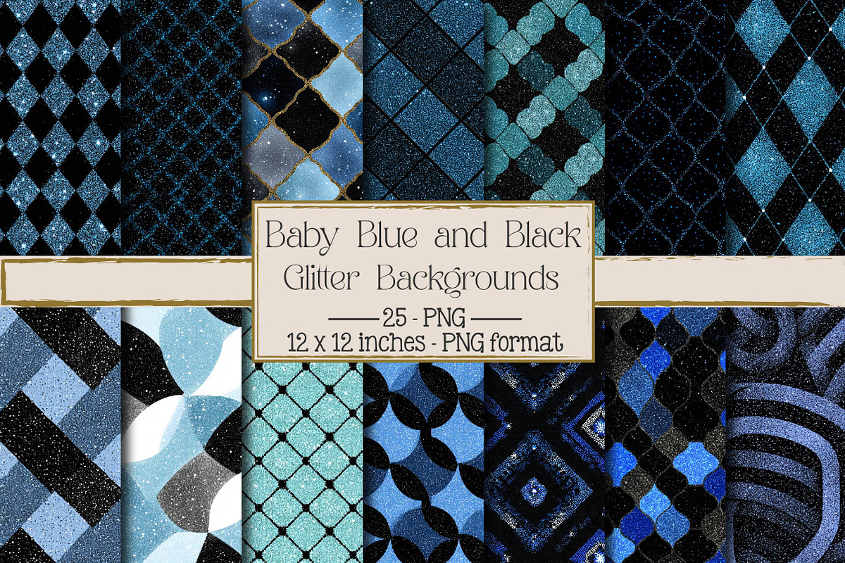 Baby Blue and Black Glitter, a Texture Illustration by DreamPrint404 (Photo 1 of 4)