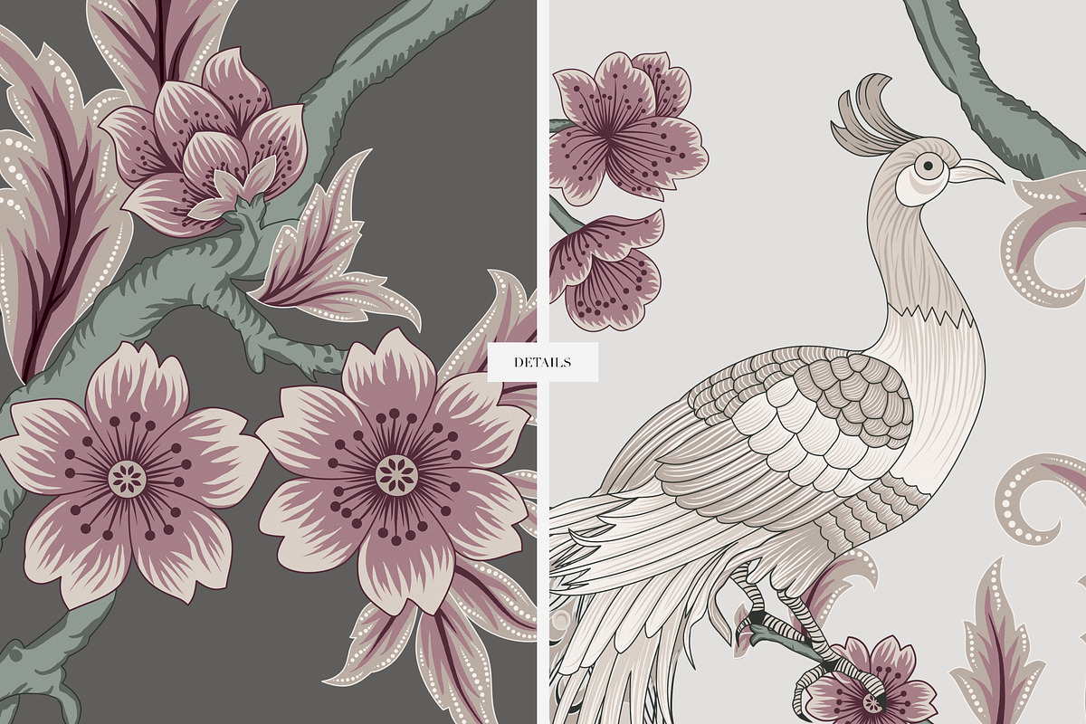 Botanical Chinoiserie Patterns, a Pattern Graphic by LEAFure (Photo 7 of 13)