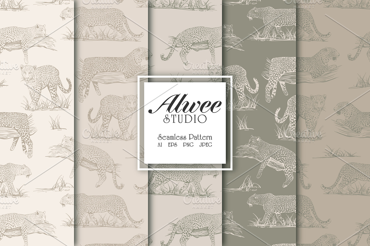 Seamless Hand-Drawn Leopard Pattern, a Pattern Graphic by Alwee Studio (Photo 2 of 6)