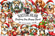 Christmas Dog Happy Clipart, an Illustration by Designking (Thumbnail 1 of 6)