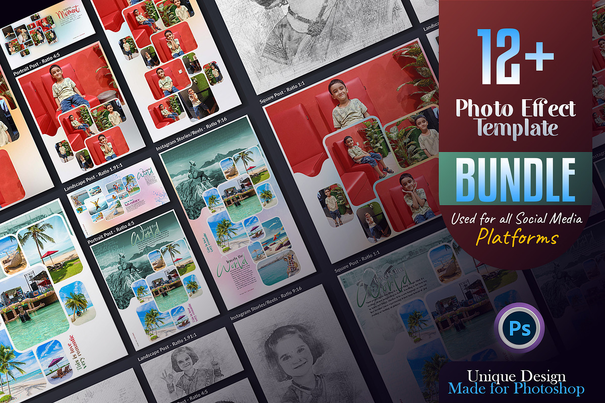 Photo Collage Grid Photo Effect, a Brush Add-On by Creative_View