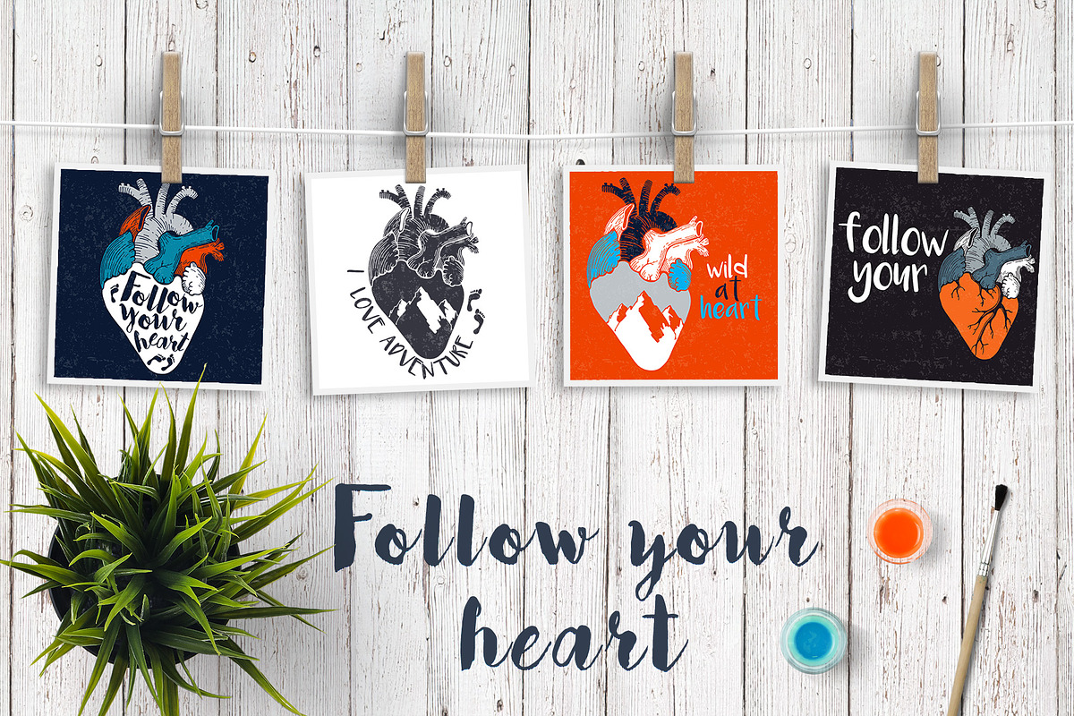 Anatomical hearts & quotes, a Texture Illustration by Librebird (Photo 8 of 8)