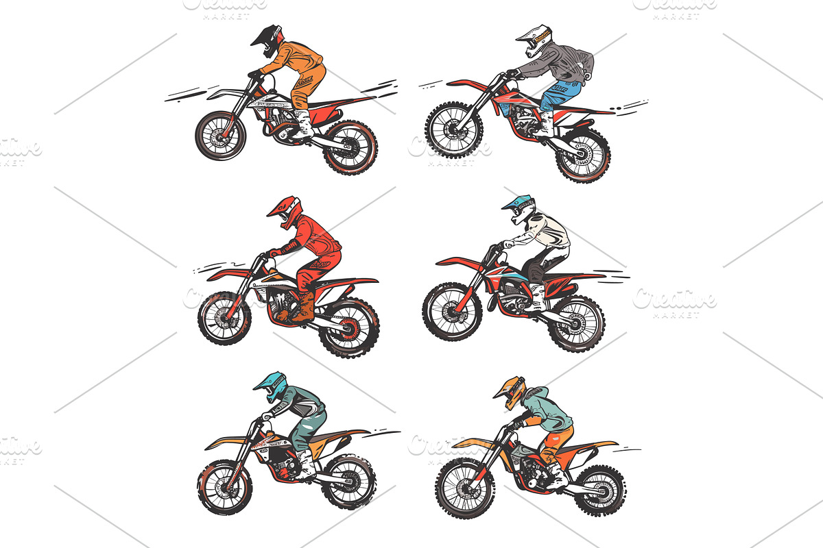 Motocross riders illustrated various, a Sport Illustration by Vectorstockersland