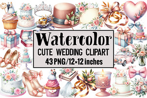 Cute Wedding Clipart, an Illustration by Design Market