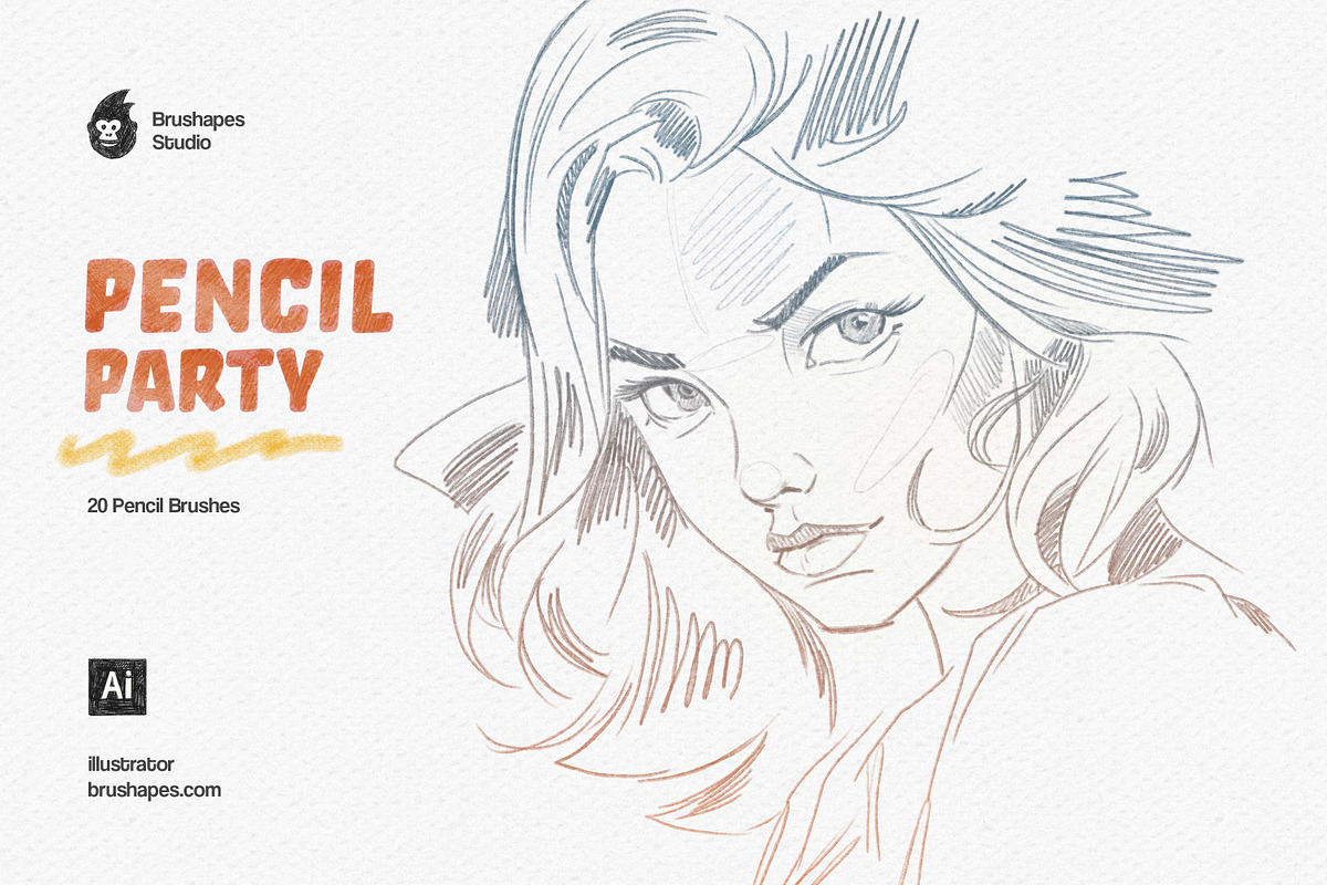 Pencil Party Illustrator Brushes, a Brush Add-On by brushapes.com (Photo 9 of 10)