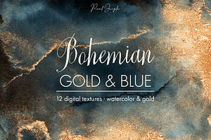 12 Bohemian Gold And Navy Textures