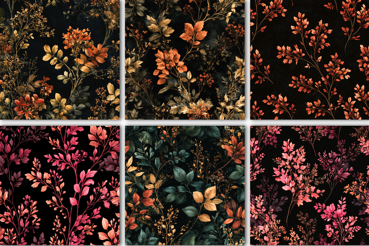 Dark Aesthetic Leaves Seamless, a Pattern Graphic by Black Bird Studio (Photo 5 of 6)