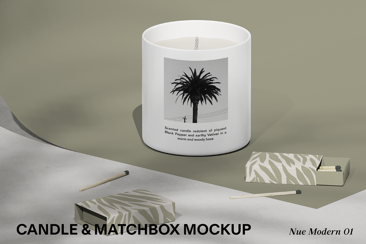NMC - 01 Candle & matchbox mockup, a Packaging Mockup by NOMINA (Photo 1 of 3)