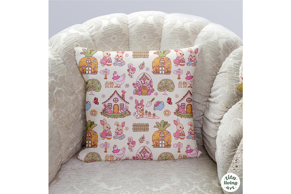 Easter Village Seamless Pattern, a Seasonal Illustration by TitaLivingArt (Photo 7 of 13)