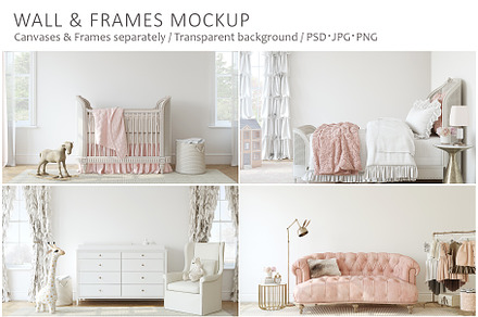 ROSIE'S NURSERY Wall&Frame Mockups, a Poster Template by MyHomeMockups