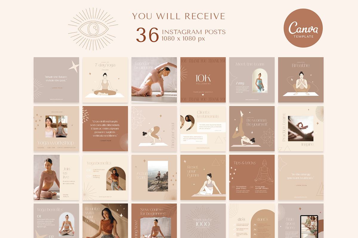 Yoga Instagram Templates for Canva