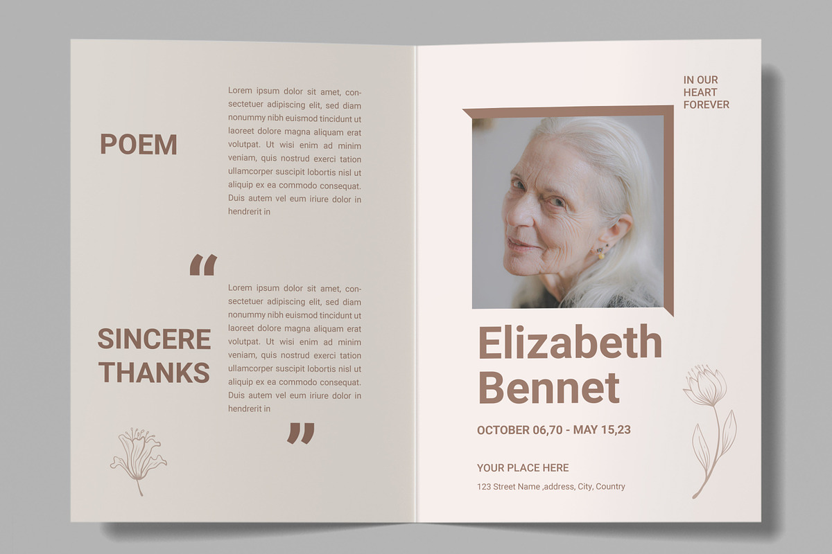 Simple Funeral Program Template, a Stationery Template by MightyDesign (Photo 2 of 6)