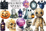 Watercolor Halloween Spooky Clipart, an Illustration by Daily.Designs (Thumbnail 1 of 3)