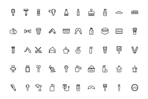 Barber Shop Line Icon Set, an Outline Icon by studiogstock