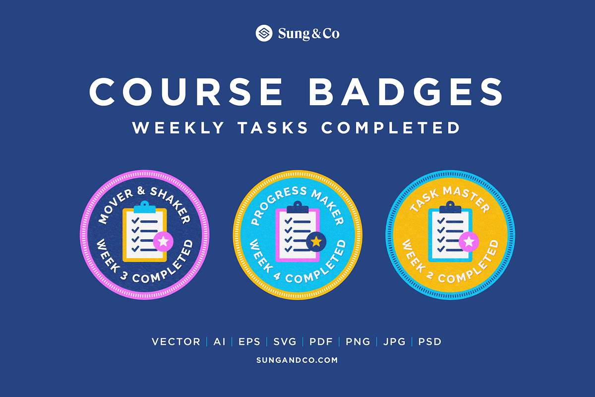 Weekly Tasks Completed Badges, a Templates & Theme by sungandco (Photo 1 of 5)