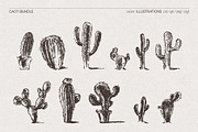 Sketch Cacti Vector Bundle, a Seasonal Illustration by TheMountBirdStudio (Thumbnail 4 of 14)