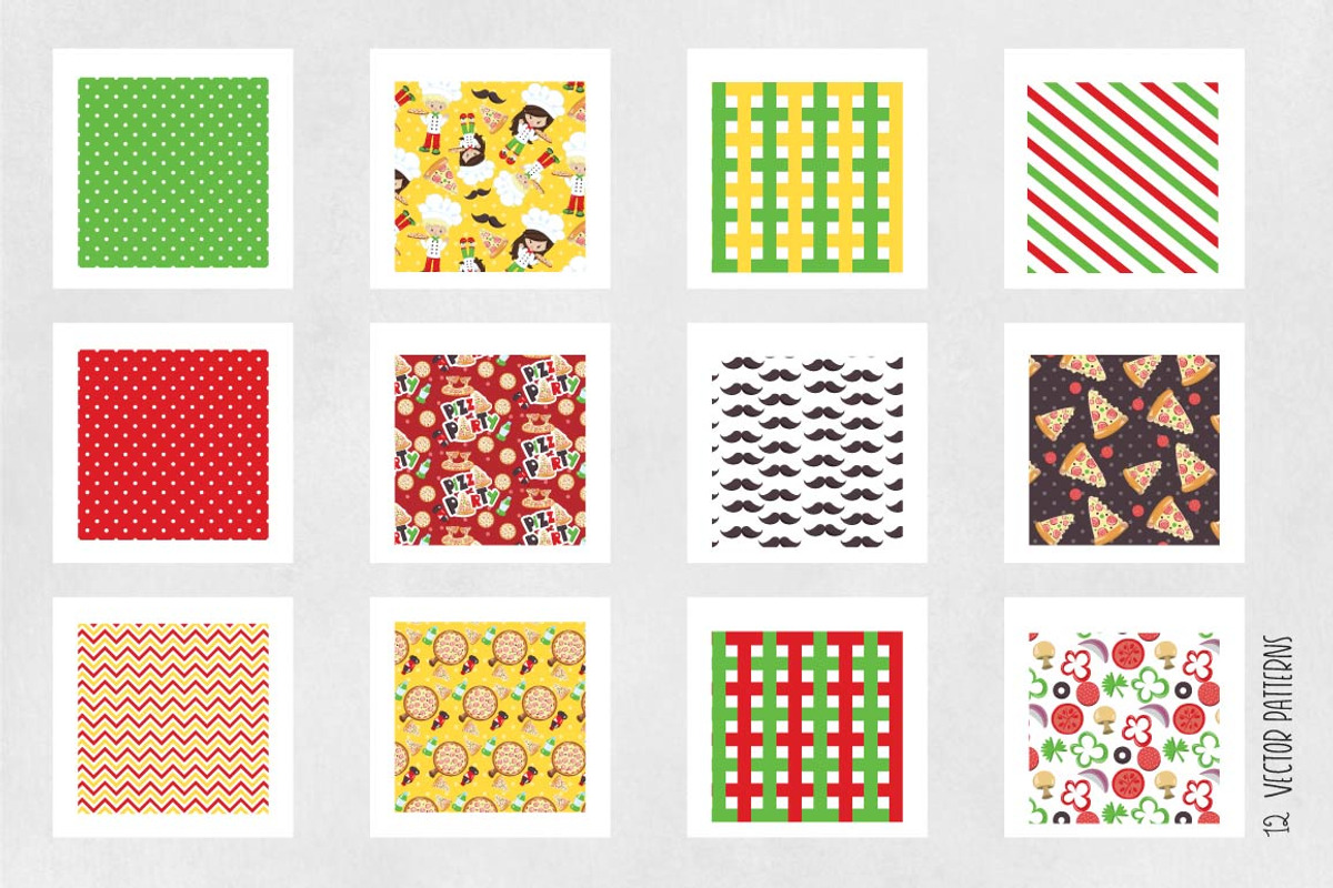 PIZZA PARTY Pattern collection, a Pattern Graphic by PrettyPatterns