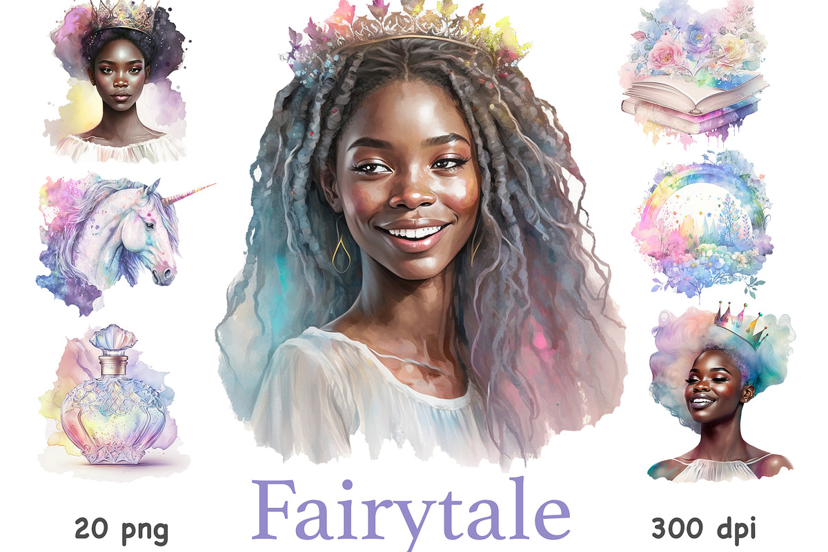 Pastel Black Princess Watercolor, a Person Illustration by GlamArtZhanna (Photo 1 of 5)