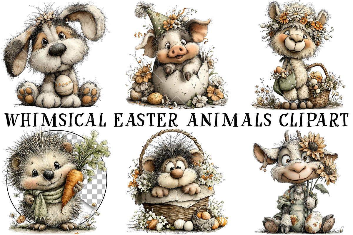 Whimsical Easter Animals Clipart, an Illustration by OK Design (Photo 2 of 6)
