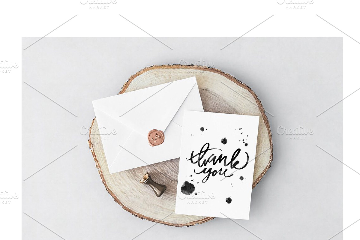 Thank you card set. Hand Lettering, a Texture Illustration by NKTKNS (Photo 5 of 5)