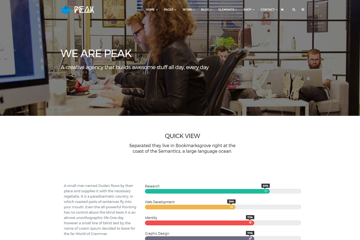 Peak Premium Agency WordPress Theme, a WordPress Template by Visualmodo (Photo 4 of 18)