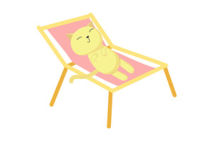 Cat rest on beach vector, vacation, an Animal Illustration by SiberianArt