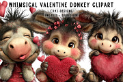Whimsical Valentine Donkey Clipart, an Illustration by CreationArt (Thumbnail 1 of 6)